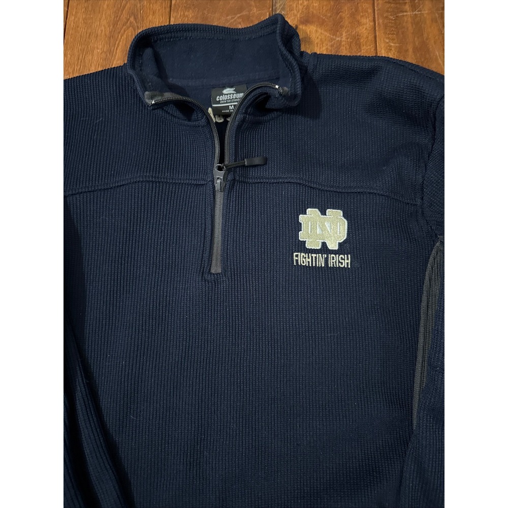 Colosseum Notre Dame Fightin Irish Quarter Zip Pullover‎ Navy Blue Mens Medium